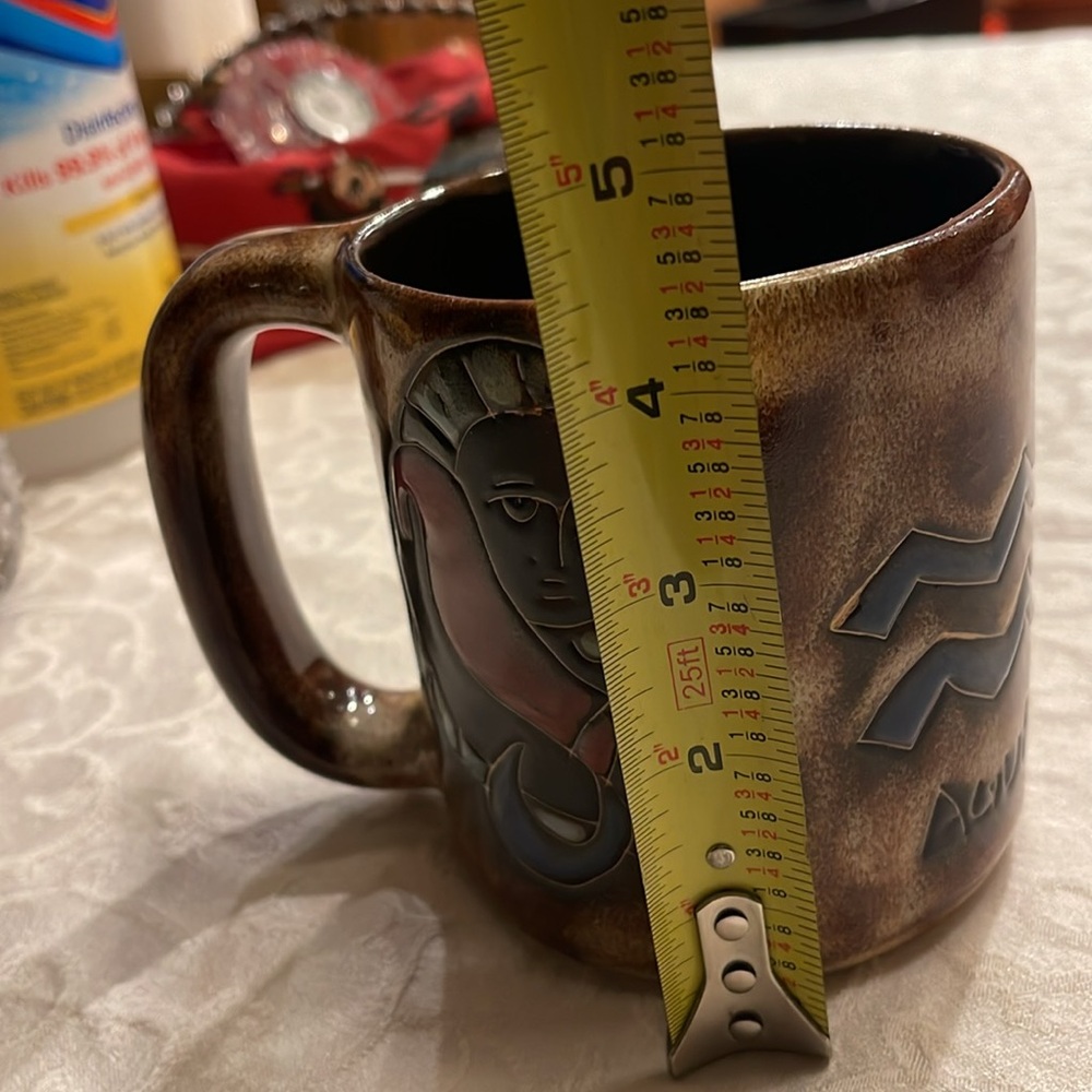Artistic Brown Ceramic Mug “ Aquarius “ Design by Mara Mexico - Picture 7 of 10
